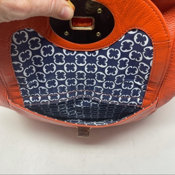 Emma Fox Leather Shoulder Bag – Orange with Blue/White Lining - Picture 6 of 13